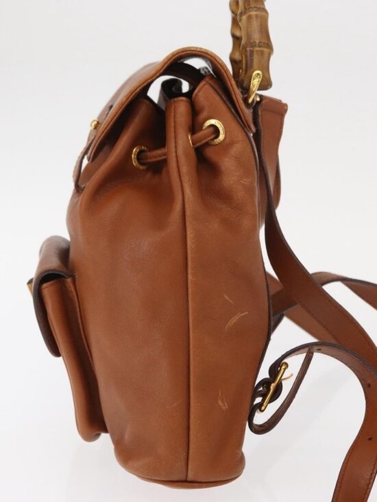 GUCCI Bamboo Backpack Leather Brown Gold 003 1956 0030 Auth 153732 main image 12